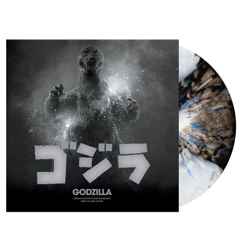 Akira Ifukube - Godzilla (70th Anniversary) (Black & White Haze w/ Electric Blue Splatter Vinyl) (New Vinyl) - Image 2