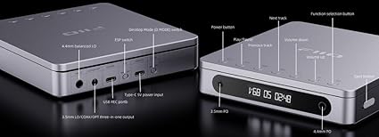 FiiO DM13 Multifunctional Portable Stereo CD Player with Long-Lasting Battery, Supports USB Ripping, Optical/coaxial/3.5mm/4.4mm outputs (White Skylight/Clear) - Image 2