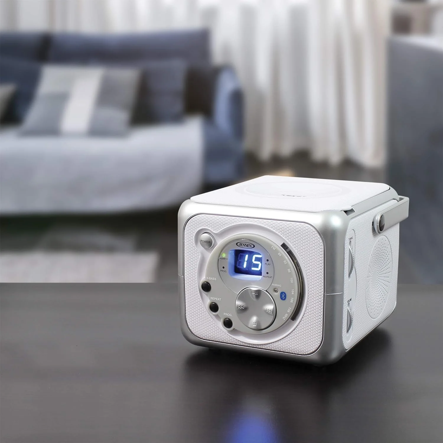 Jensen CD-555 Portable Bluetooth Stereo CD Player & FM Radio (white) (Electronics) ***AVAILABLE AS IN-STORE PICKUP ONLY*** (Copy) - Image 2