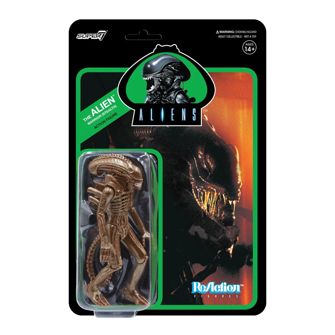 SUPER7 - Aliens ReAction Figure - The Alien Warrior (Stealth) - Bronze