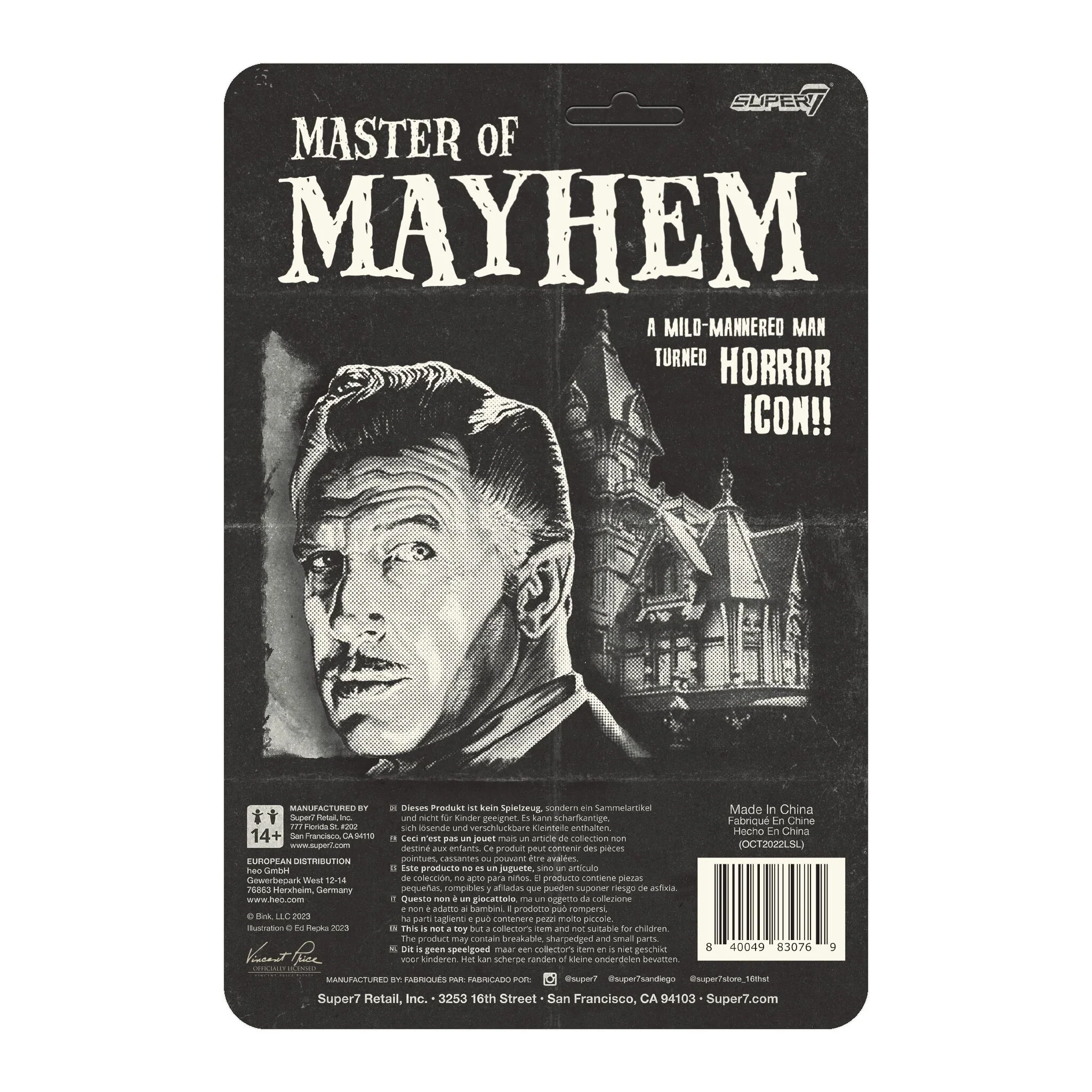 SUPER7 - Vincent Price ReAction Figure Vincent Price (Grayscale) - Image 5